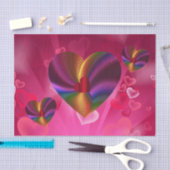 カラフルハート内ハートピンク 薄葉紙 (クラフト)