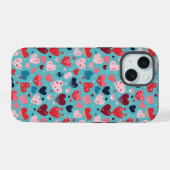 カラフルハート可愛い柄 iPhone 15ケース (裏面横)