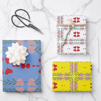 カラフルハート周年記念ラッピング紙セット3 ラッピングペーパーシート