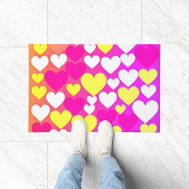 カラフルハート愛パターン ドアマット