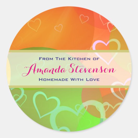 カラフルハート手作りキッチン焼いたグッズ ラウンドシール (正面)