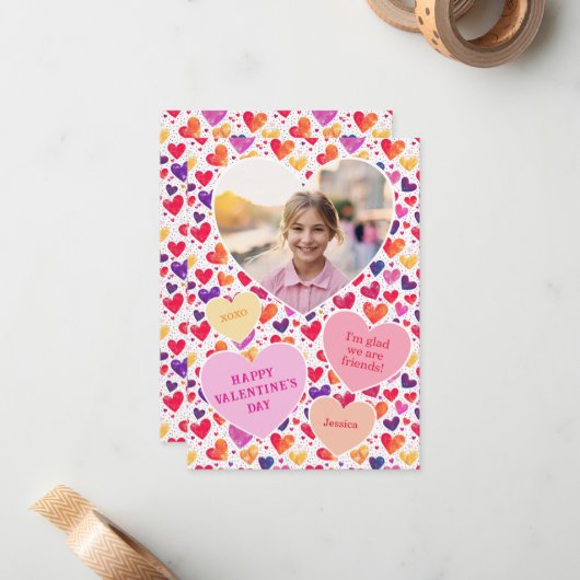 カラフルハート教室バレンタインの写真 ノートカード (正面/裏面インサイチュ)