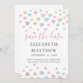 カラフルハート斑点デザイン日付の保存 セーブザデート (正面/裏面)