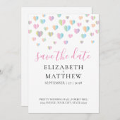 カラフルハート斑点デザイン セーブザデート (正面/裏面)