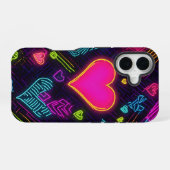 カラフルハート柄 iPhone 16ケース (裏面横)