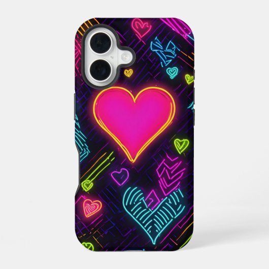 カラフルハート柄 iPhone 16ケース (裏面)
