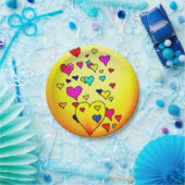 カラフルハート紙プレート ペーパープレート (パーティー)