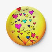 カラフルハート紙プレート ペーパープレート (正面)