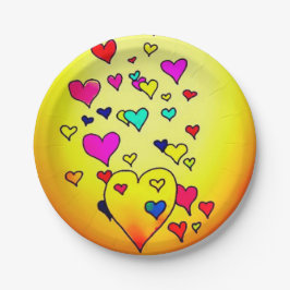 カラフルハート紙プレート ペーパープレート