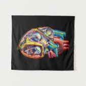 カラフルハート解剖抽象芸術芸術 タペストリー (正面(横))