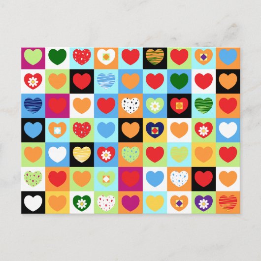 カラフルハート、はがき ポストカード (正面)
