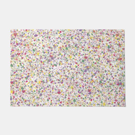 カラフルハート（ばちゃばちゃ）跳ねる絵を描、抽象芸術 ドアマット (正面)
