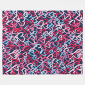 カラフルハート – グラフィティスタイル フリースブランケット (正面(横))