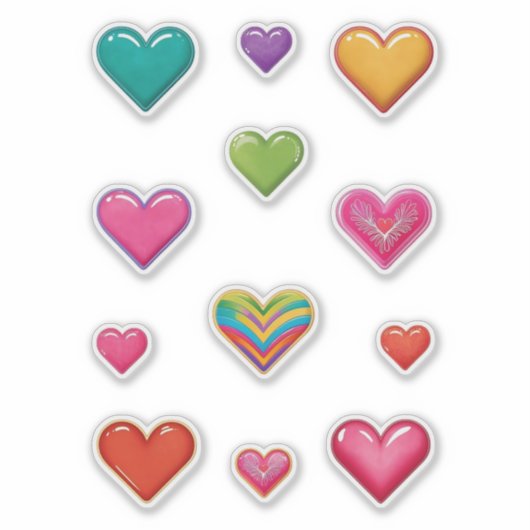 カラフルハート シール (正面)