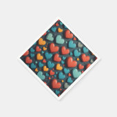カラフルハート、バレンタイン スタンダードカクテルナプキン (角)