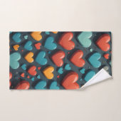 カラフルハート、バレンタイン バスタオルセット (ハンドタオル)