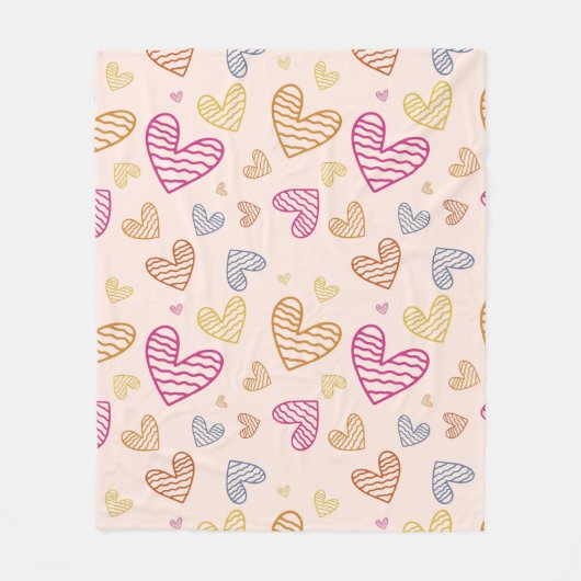 カラフルハート フリースブランケット (正面)