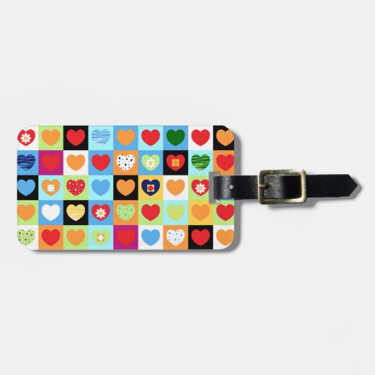 カラフルハート、ラベル ラゲッジタグ (正面横)