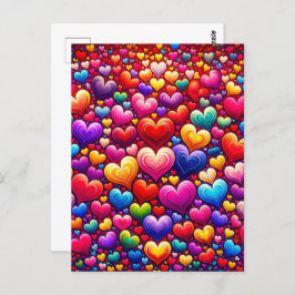 カラフルハート、後交差 ポストカード