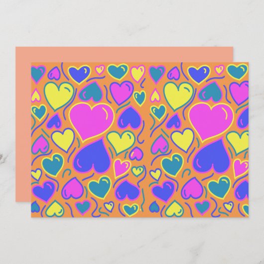 カラフルハート 招待状 (正面/裏面)