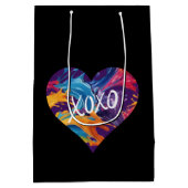 カラフルハートXOXO-Black- ミディアムペーパーバッグ (裏面)