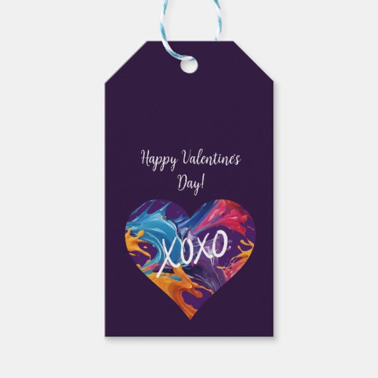 カラフルハートXOXO-Purple- ギフトタグ (正面)