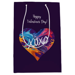 カラフルハートXOXO-Purple- ミディアムペーパーバッグ