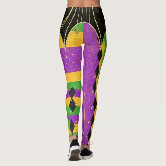 カラフルハーレクインマルディグラスカラーアーガイルストライプ レギンス (裏面)