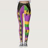 カラフルハーレクインマルディグラスカラーアーガイルストライプ レギンス (正面)