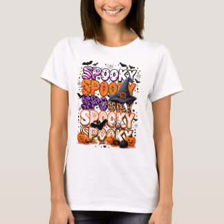 カラフルハ不気味ロウィンレタリング Tシャツ