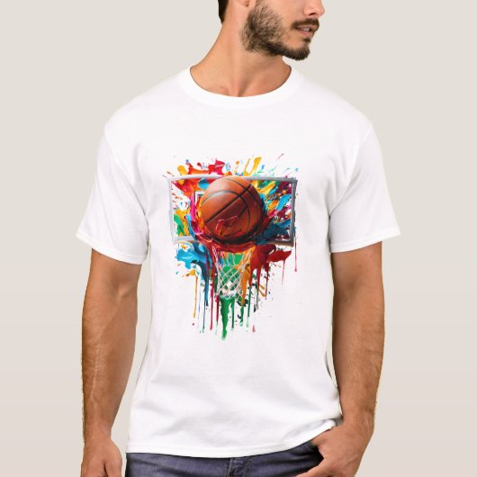 カラフルバスケットボールタイダイカラー Tシャツ (正面)