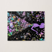 カラフルバタフライガールジグソーパズル絵画- s ジグソーパズル (横)