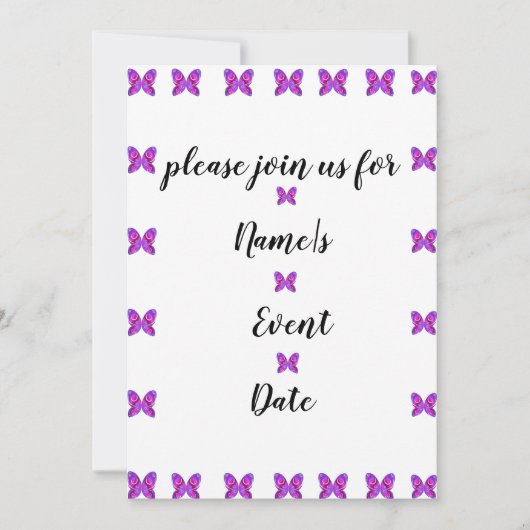 カラフルバタフライパーティーANYイベント招待状 招待状 (正面)