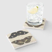 カラフルバタフライメドレオンクリーム背景 ストーンコースター (横)