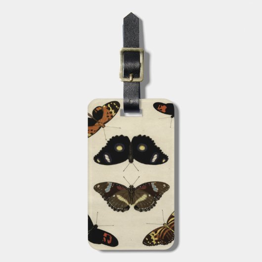 カラフルバタフライメドレオンクリーム背景 ラゲッジタグ (正面縦)