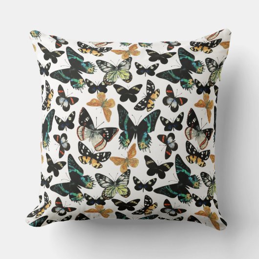 カラフルバタフライリピート模様自然アート クッション (正面)