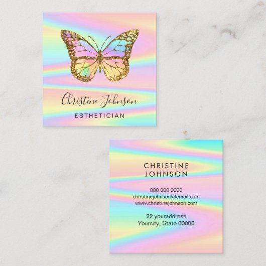 カラフルバタフライロゴスクエアビジネスカード スクエア名刺 (正面/裏面)
