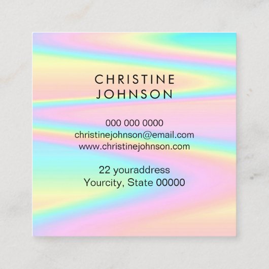カラフルバタフライロゴスクエアビジネスカード スクエア名刺 (裏面)
