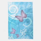 カラフルバタフライ絵画ウォーター キッチンタオル (縦)