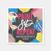 カラフルバチェロレッテチョーク絵を描ボードとSIP スタンダードカクテルナプキン (正面)