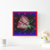 カラフルバラクローズアップ スクエア壁時計 (ホーム)