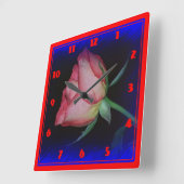 カラフルバラクローズアップ スクエア壁時計 (傾斜)