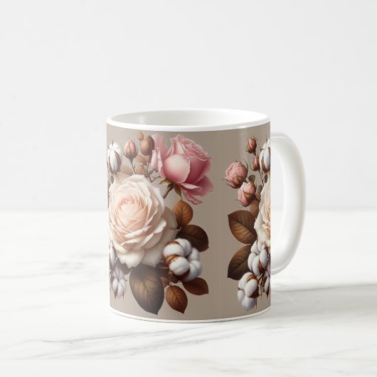 カラフルバラコーヒーティーマグカップ白セラミック コーヒーマグカップ (正面右)