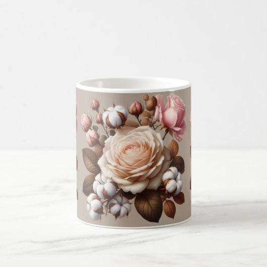 カラフルバラコーヒーティーマグカップ白セラミック コーヒーマグカップ (中央)