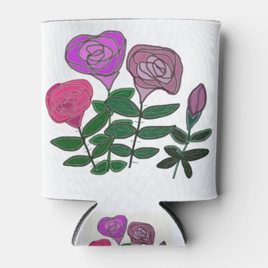 カラフルバラデザイン 缶クーラー (正面)