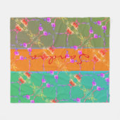 カラフルバラハートと彼女の名前フリース 空白の フリースブランケット (正面(横))