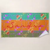 カラフルバラハート ビーチタオル (正面)