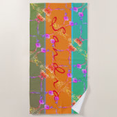 カラフルバラハート ビーチタオル (正面)