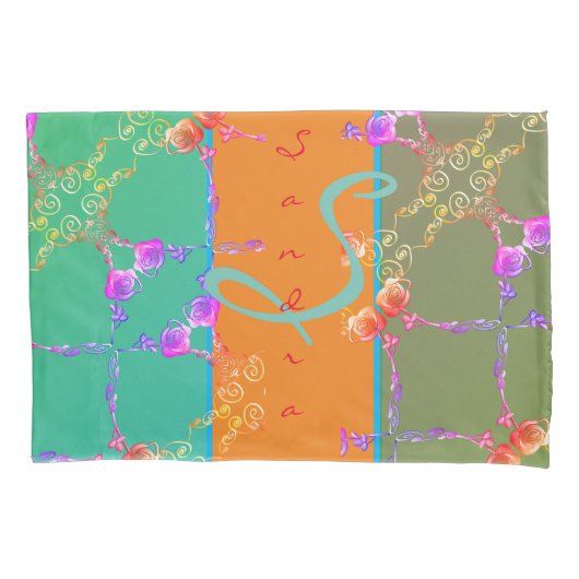 カラフルバラハート 枕カバー (正面)