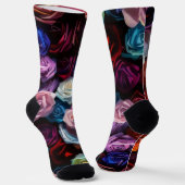 カラフルバラフラワーアートonソックス熱狂する ソックス (傾斜あり)